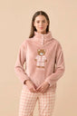 Pigiama Donna Coral Fleece Funny Tartan Rosa
