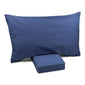 Completo letto blu effetto no stiro bianco con lenzuolo di sopra, lenzuolo di sotto e federe. Singolo, piazza e mezza e matrimoniale.