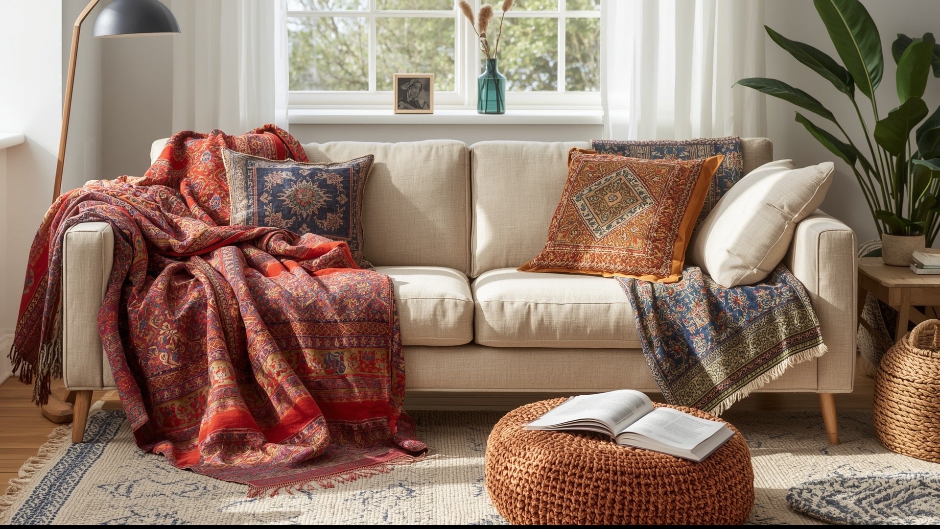 GBiancheria Telo Arredatutto Grand Foulard Copritutto - Made In Italy, 240x280 Cm, Azzurro, 50% Cotone 50% Poliestere