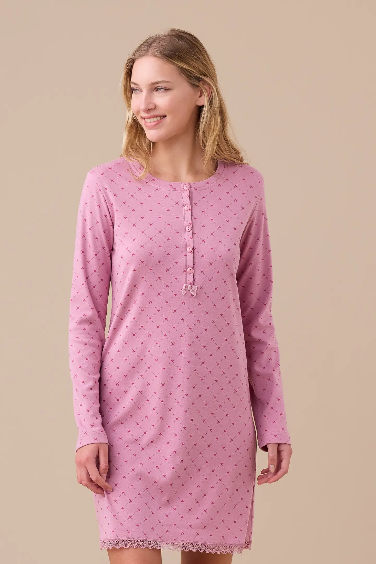Camicia da Notte Donna in Caldo Cotone Articolo Cuore - Noidinotte