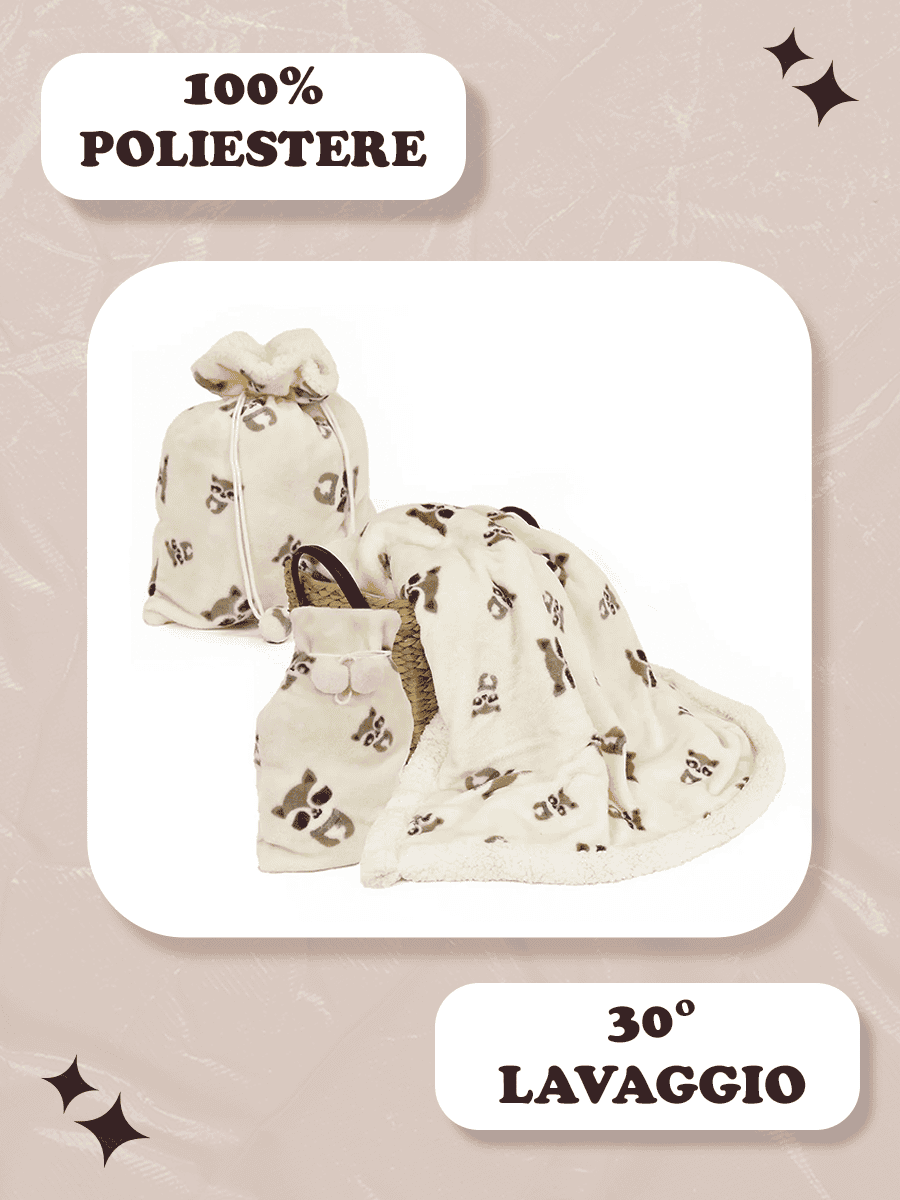 Plaid Morbidotto Raccoon con Custodia a Sacco - Daunex