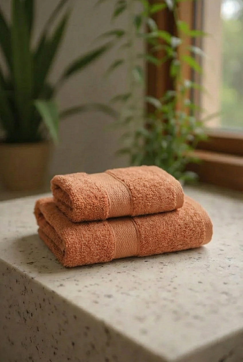 Coppia Asciugamani In Spugna Di Cotone Dubai Tinta Unita - Daltex