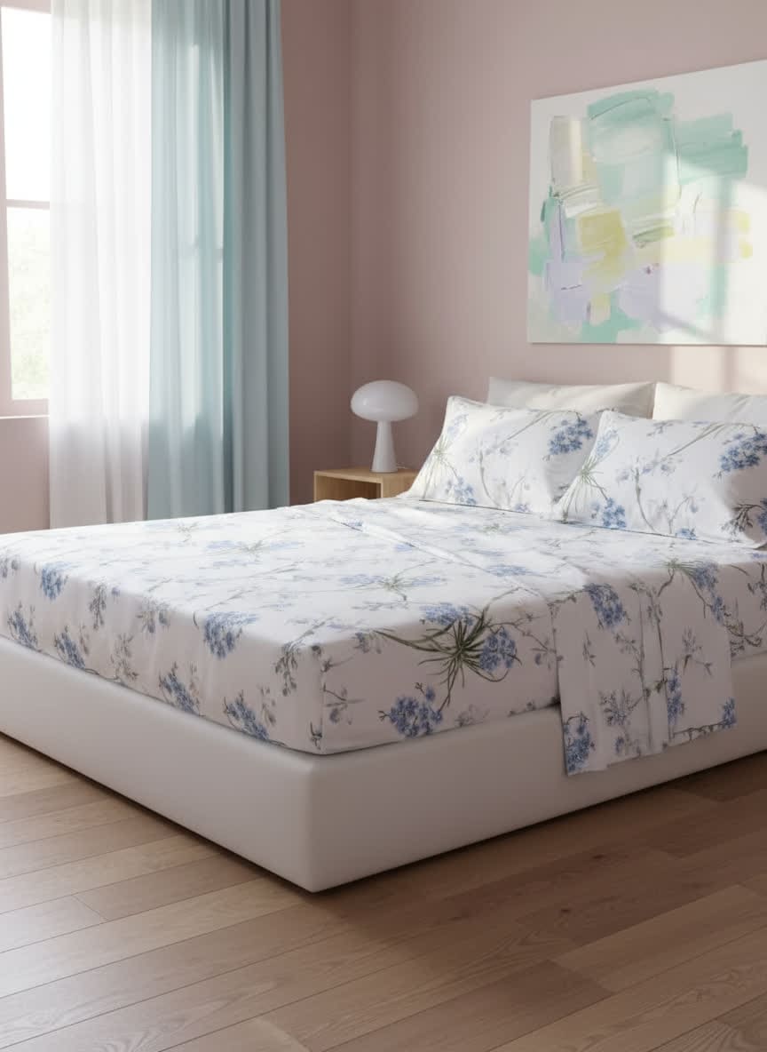 Completo Lenzuola Matrimoniale Percalle Orchidee - Mirabello