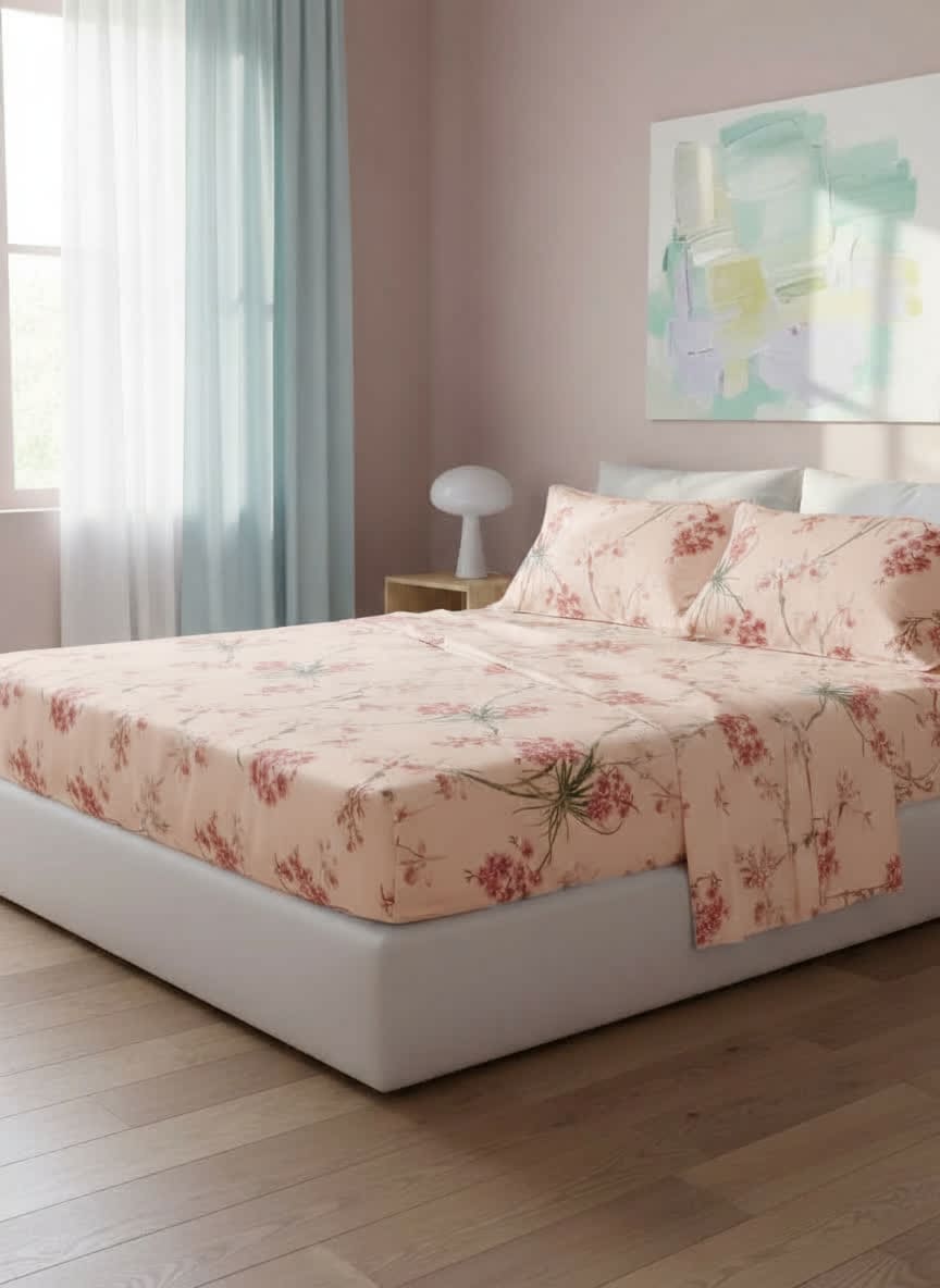 Completo Lenzuola Matrimoniale Percalle Orchidee - Mirabello