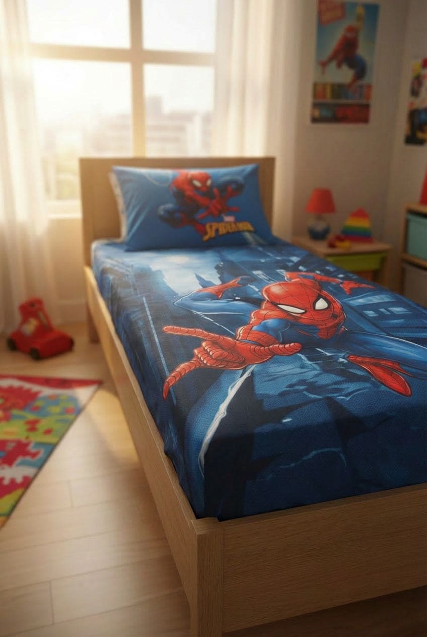 Carillo Parure Lenzuolo Piazzato 100% cotone 160x290 Spiderman - 1 Piazza con 1 Federa