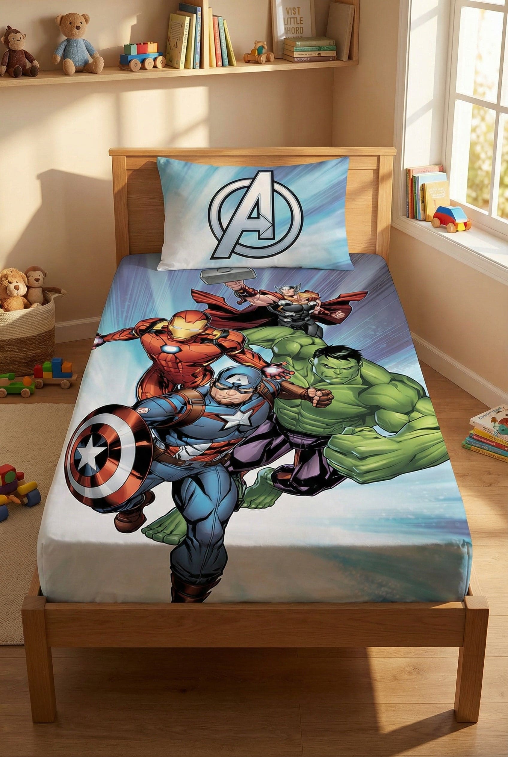 Carillo Parure Lenzuolo Piazzato 100% cotone 160x290 Avengers – 1 Piazza con 1 Federa