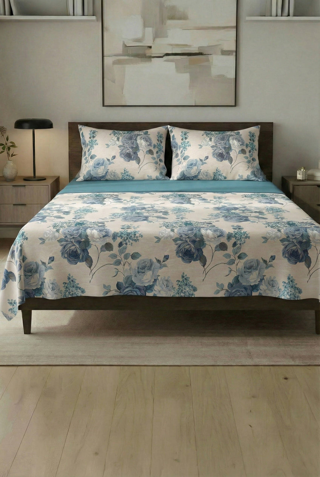 Completo letto Sanderson Daltex colore Salvia – cotone naturale floreale 100% Made in Italy