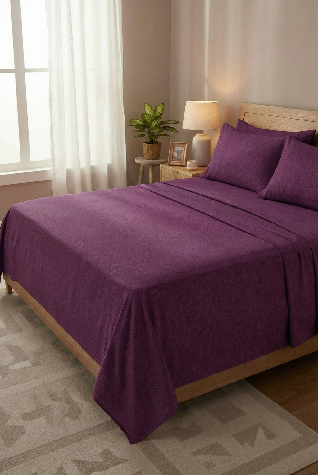 Completo Letto In Puro Cotone Naturale Tinta Unita Essenza - Daltex
