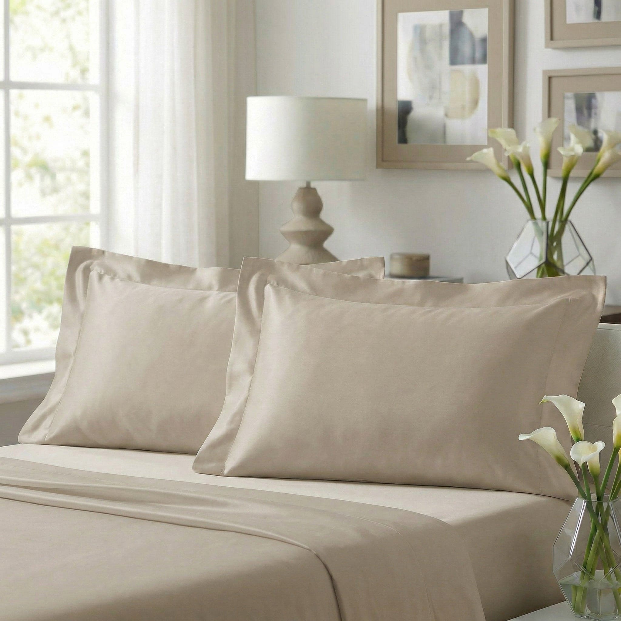 Coppia Federe In Raso Di Puro Cotone Camelia - Daltex