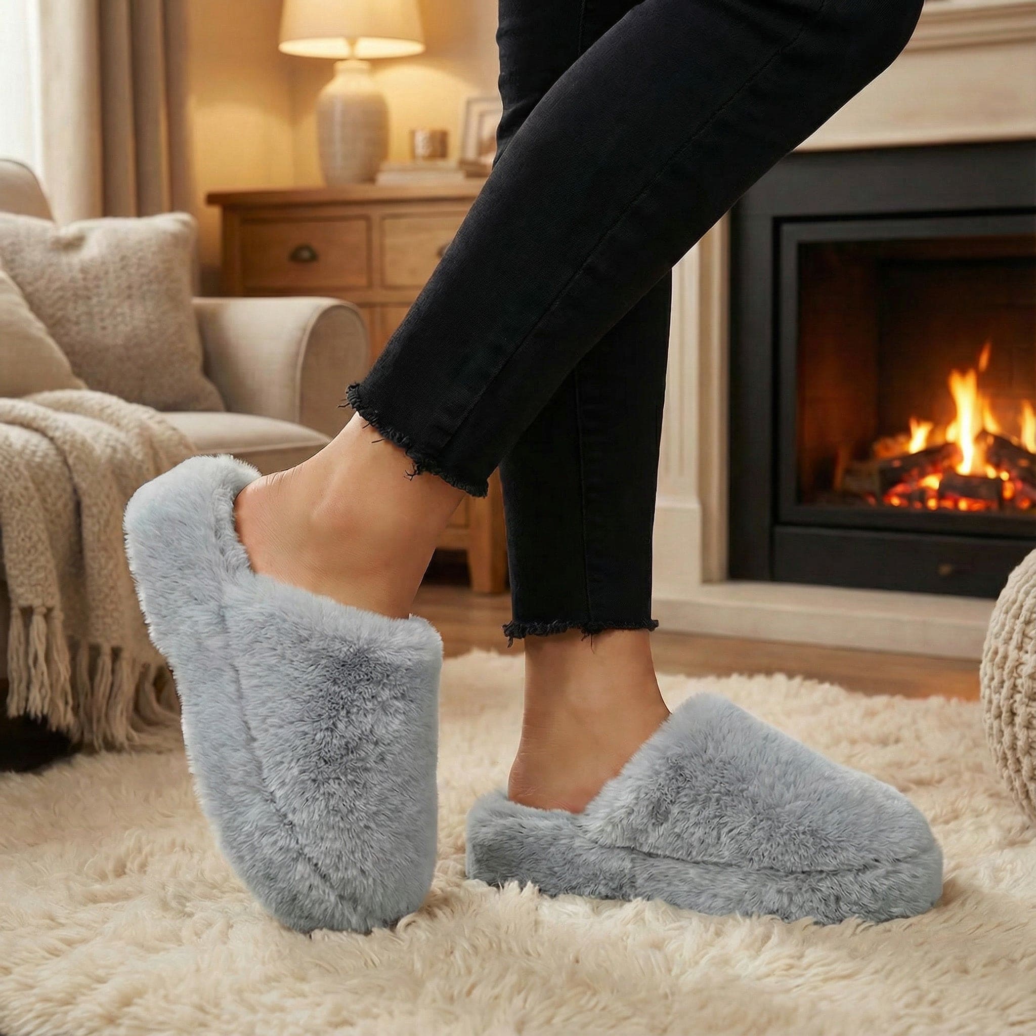 Daunex Pantofole con zeppa e pelliccia Fur da Donna