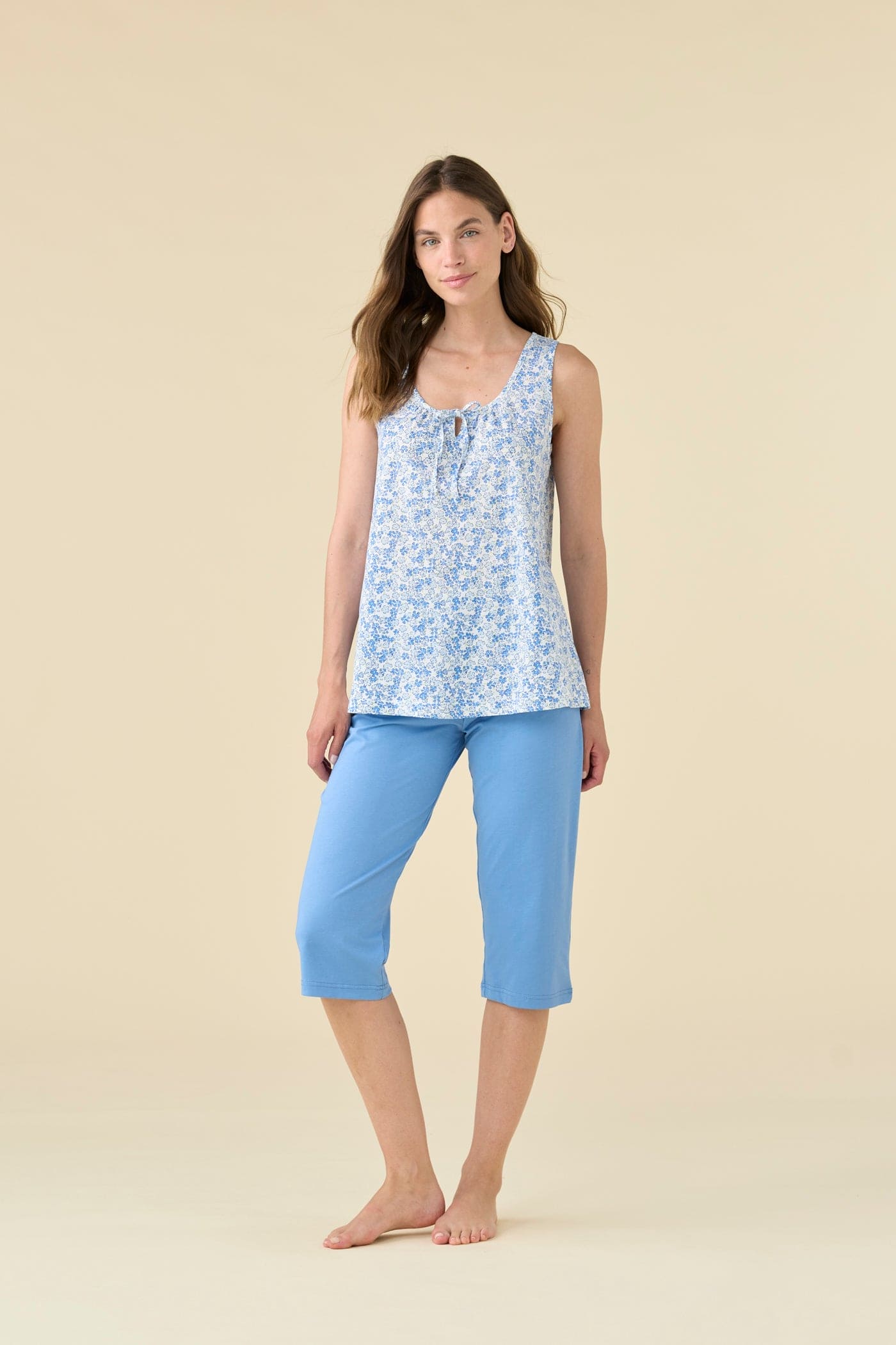 Pigiama Donna Cotone Spalla Larga con Pantalone Pescatore – Noidinotte
