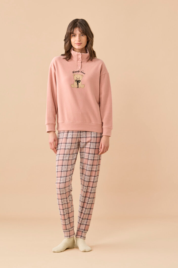 Pigiama Donna Micropile Cute Ribbons Rosa
