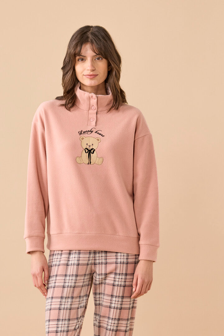 Pigiama Donna Micropile Cute Ribbons Rosa dettaglio