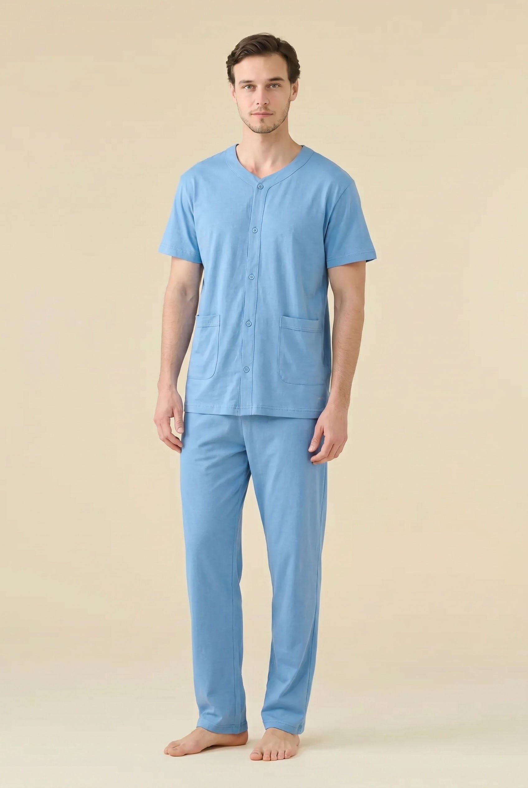 Pigiama Uomo in Jersey di Cotone Linea Navy Dot - Noidinotte