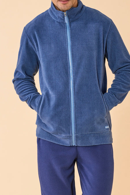 Pigiama Uomo Micropile Classic Blu Avio dettaglio 2