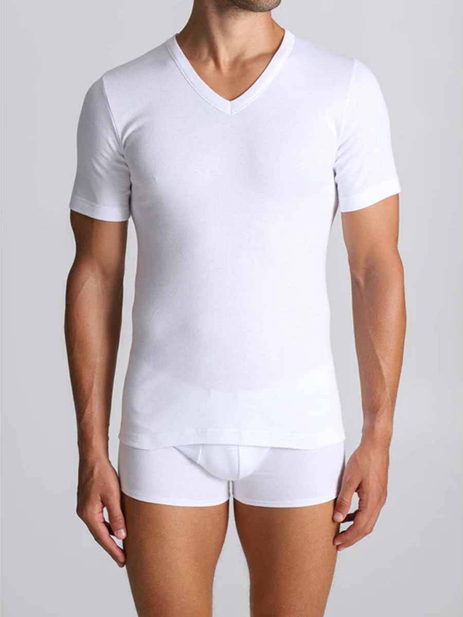 Maglietta uomo scollo V in interlock puro cotone Boglietti FNM007
