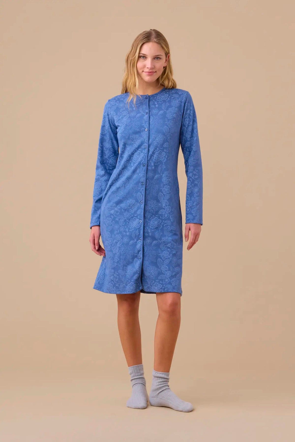 Camicia da Notte Donna in Caldo Cotone con Apertura Frontale Flory - Noidinotte