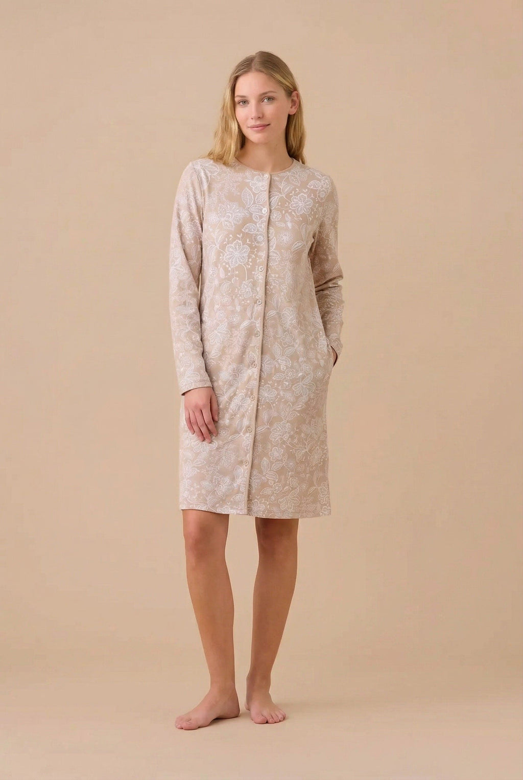 Camicia da Notte Donna in Caldo Cotone con Apertura Frontale Flory - Noidinotte