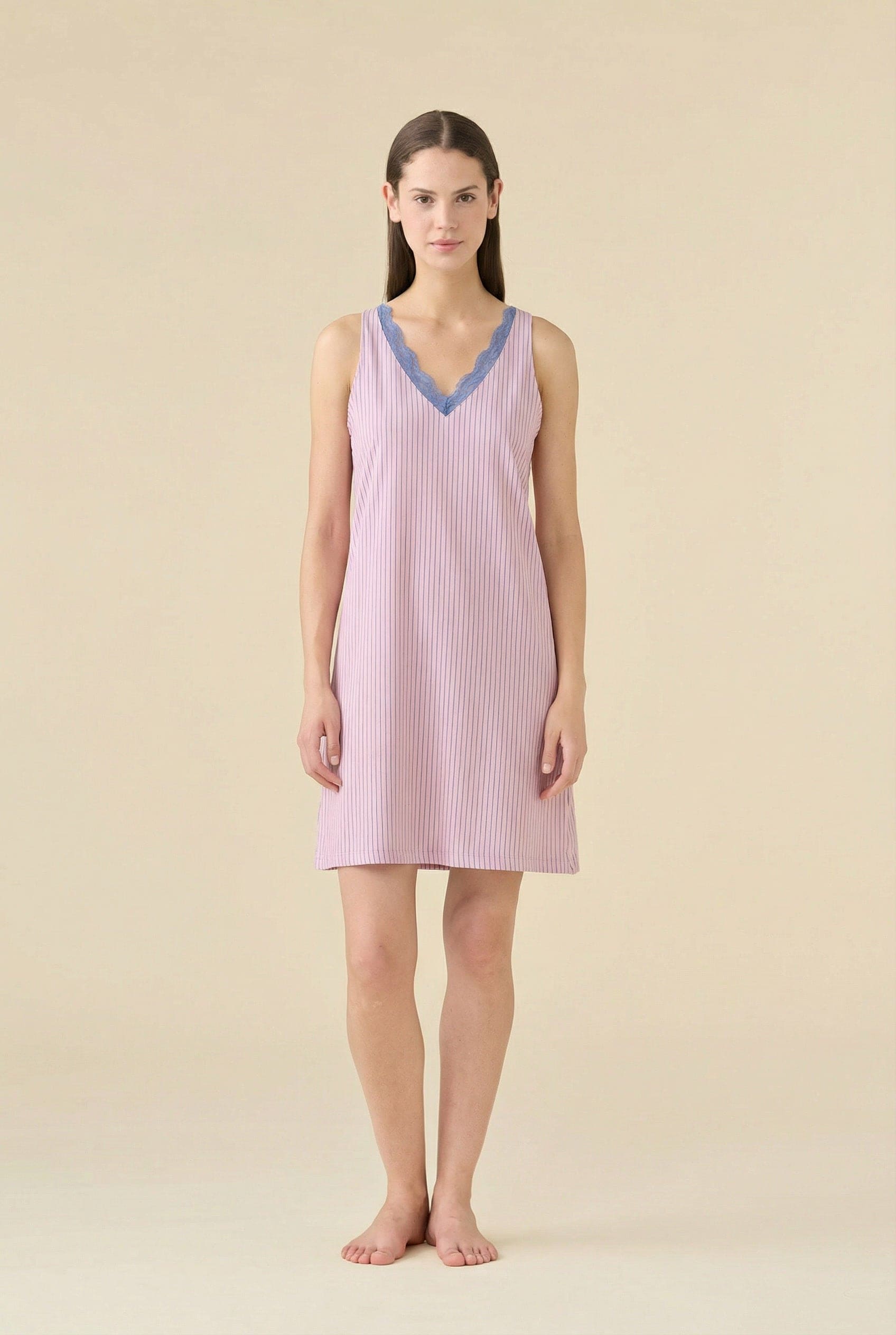 Camicia da Notte Donna in Cotone a Spalla Larga Dot Flower - Noidinotte