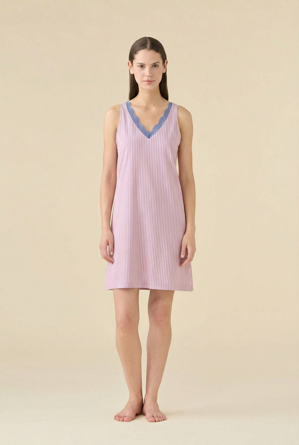 Camicia da Notte Donna in Cotone a Spalla Larga Dot Flower - Noidinotte