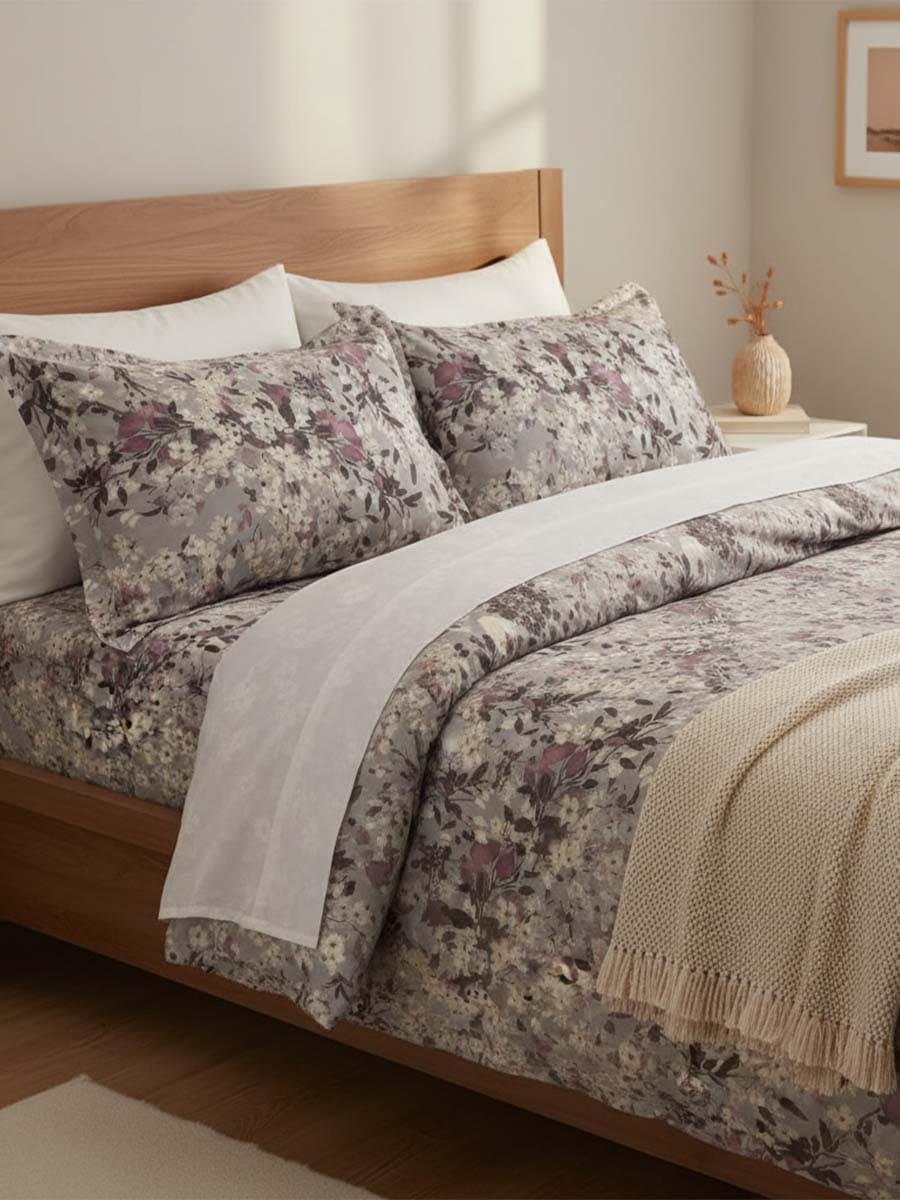 Parure Copripiumino 100% Cotone Percalle Stampato Autumn Lily - Mirabello