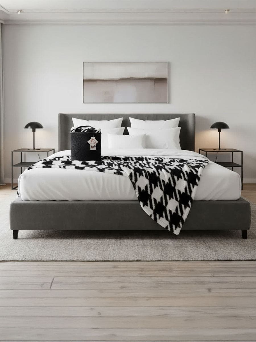 Plaid/Coperta Morbidotto Sherpa Pied De Poule - Daunex