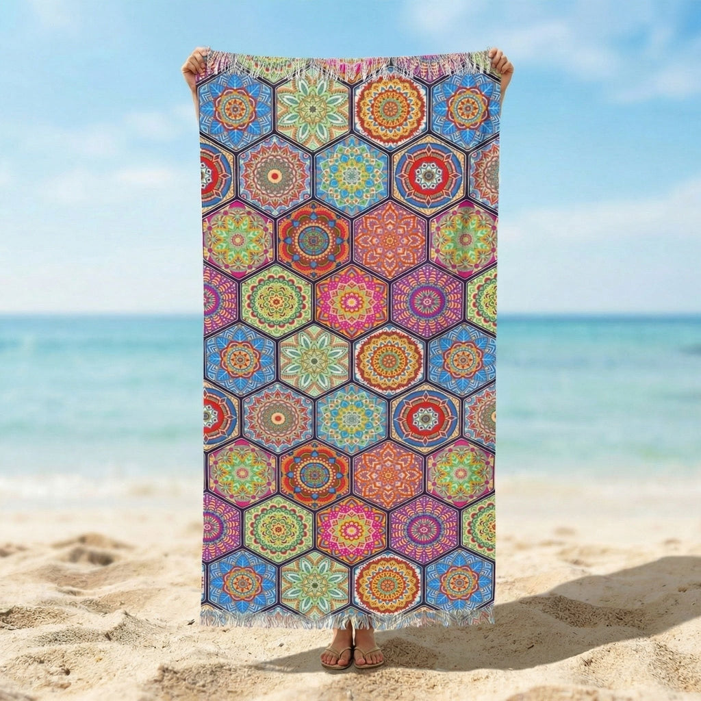 Telo Mare Microspugna Capri Daunex con Frange – 90x170 cm