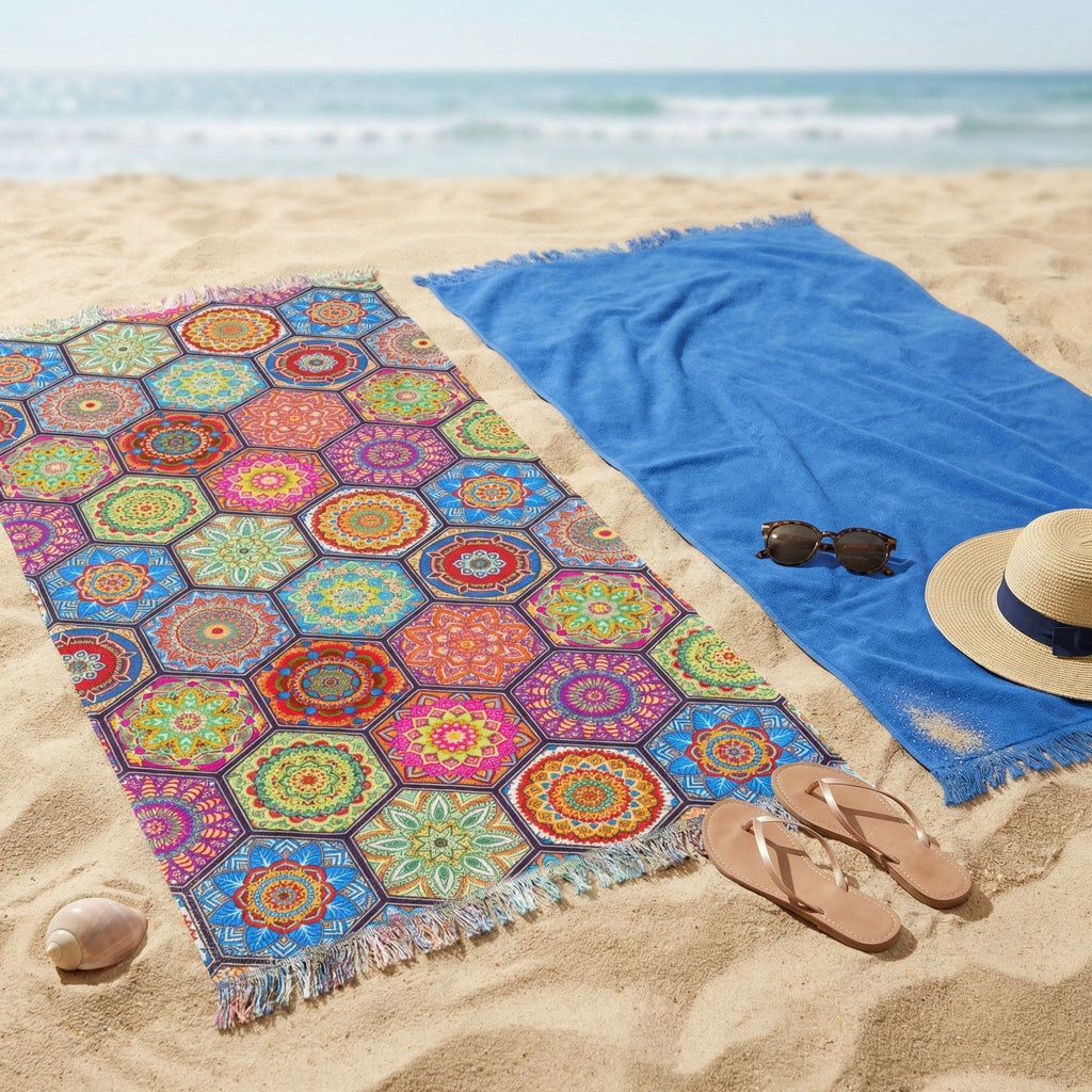 Telo Mare Microspugna Capri Daunex con Frange – 90x170 cm