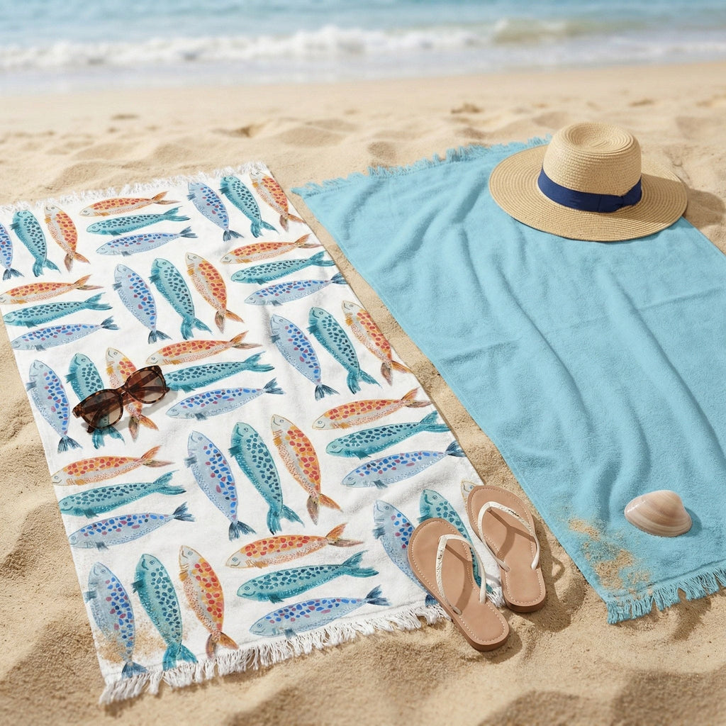 Telo Mare Microspugna Ponza Daunex con Frange – 90x170 cm