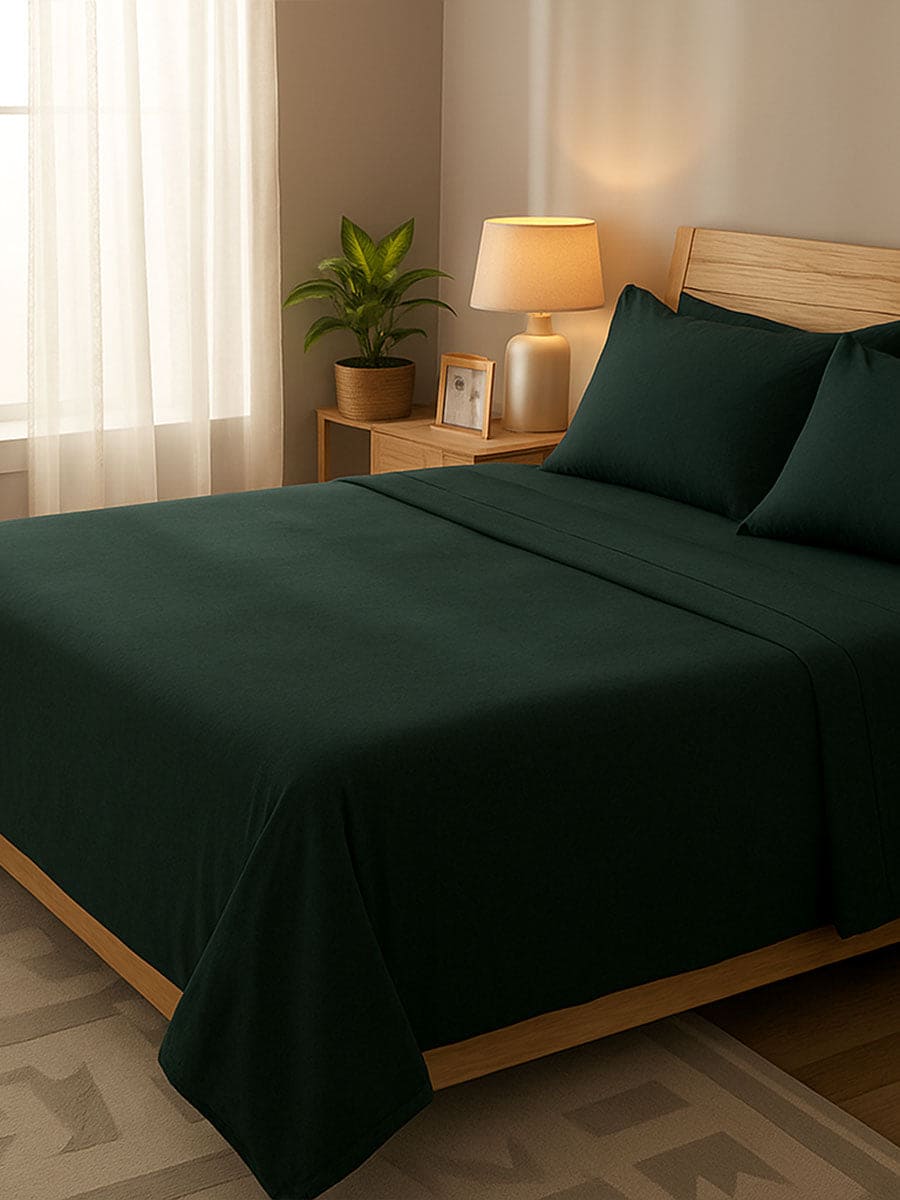 Completo Letto In Puro Cotone Naturale Tinta Unita Essenza - Daltex