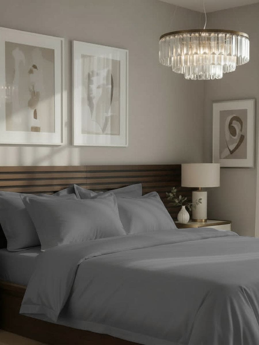 Completo Letto Matrimoniale in Raso di Cotone - NK