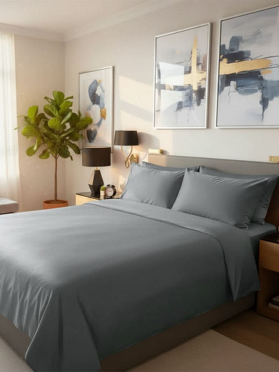 Completo Letto In Raso Di Puro Cotone Camelia - Daltex