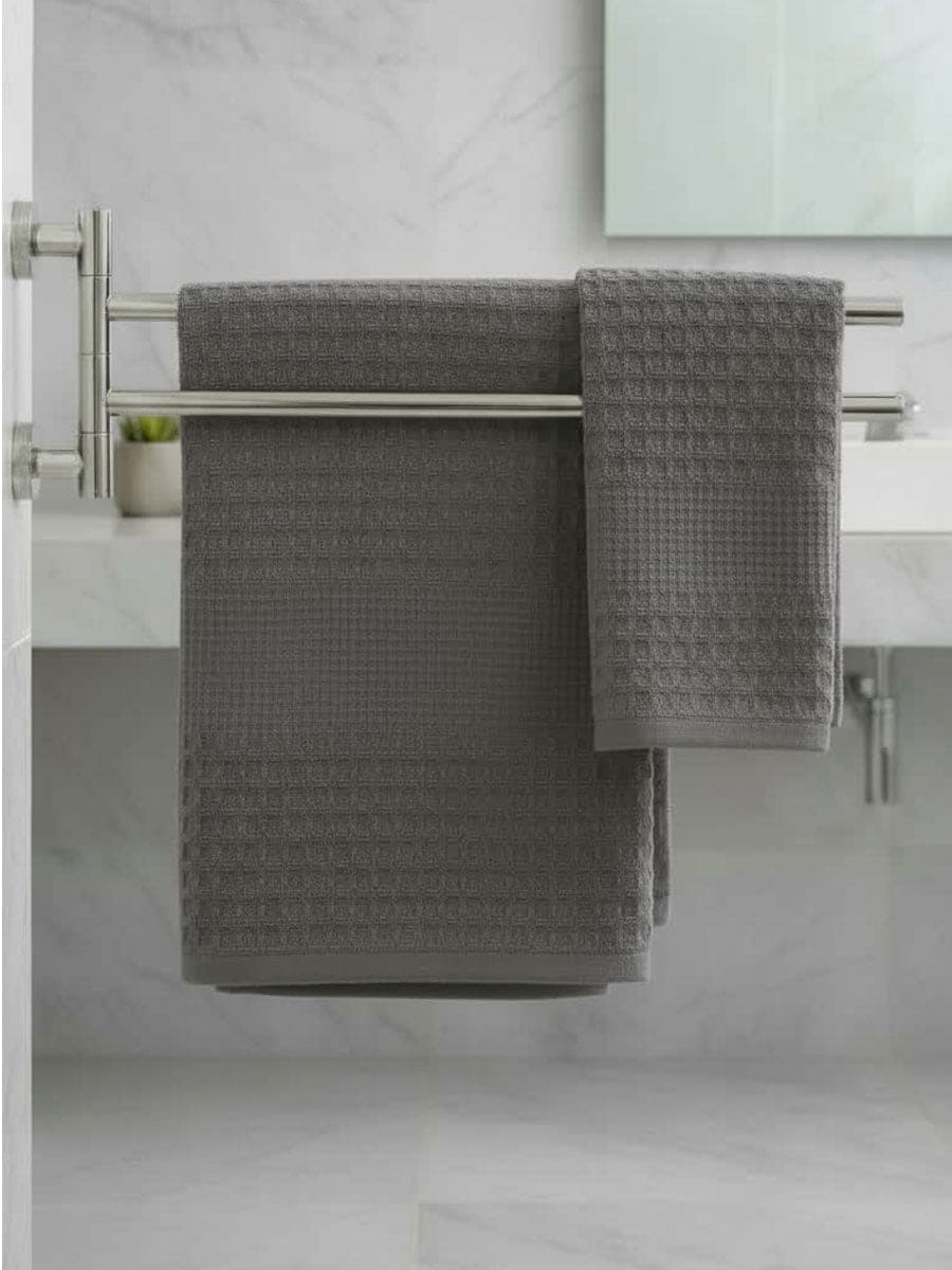 Coppia Asciugamani In Cotone Naturale Nido Tinta Unita - Daltex