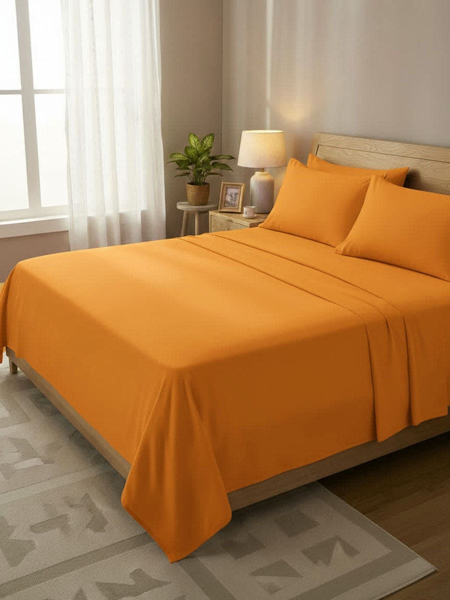 Completo Letto In Puro Cotone Naturale Tinta Unita Essenza - Daltex