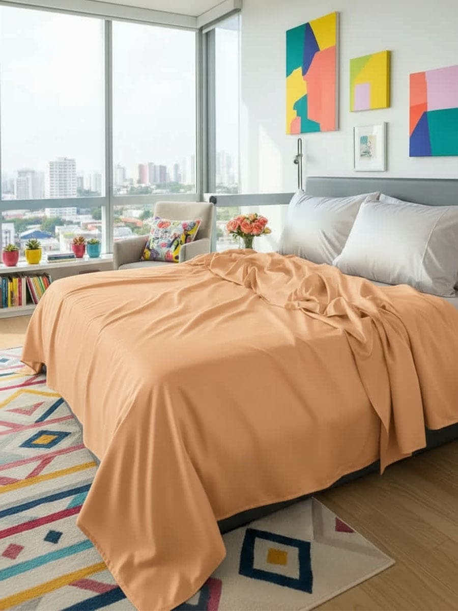 Lenzuolo Sopra In Puro Cotone Naturale Tinta Unita Essenza - Daltex