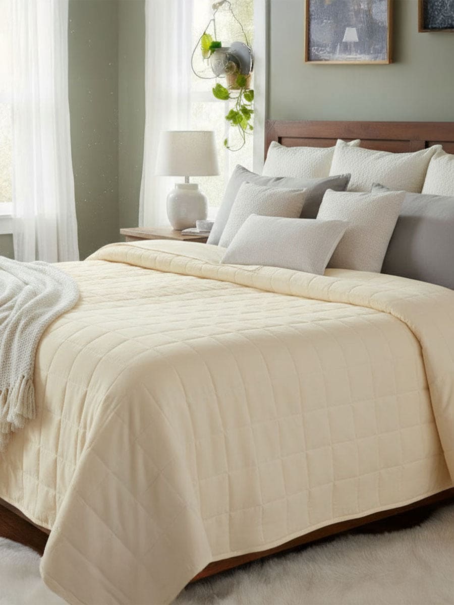 Trapuntino In Raso Di Cotone Naturale Camelia - Daltex