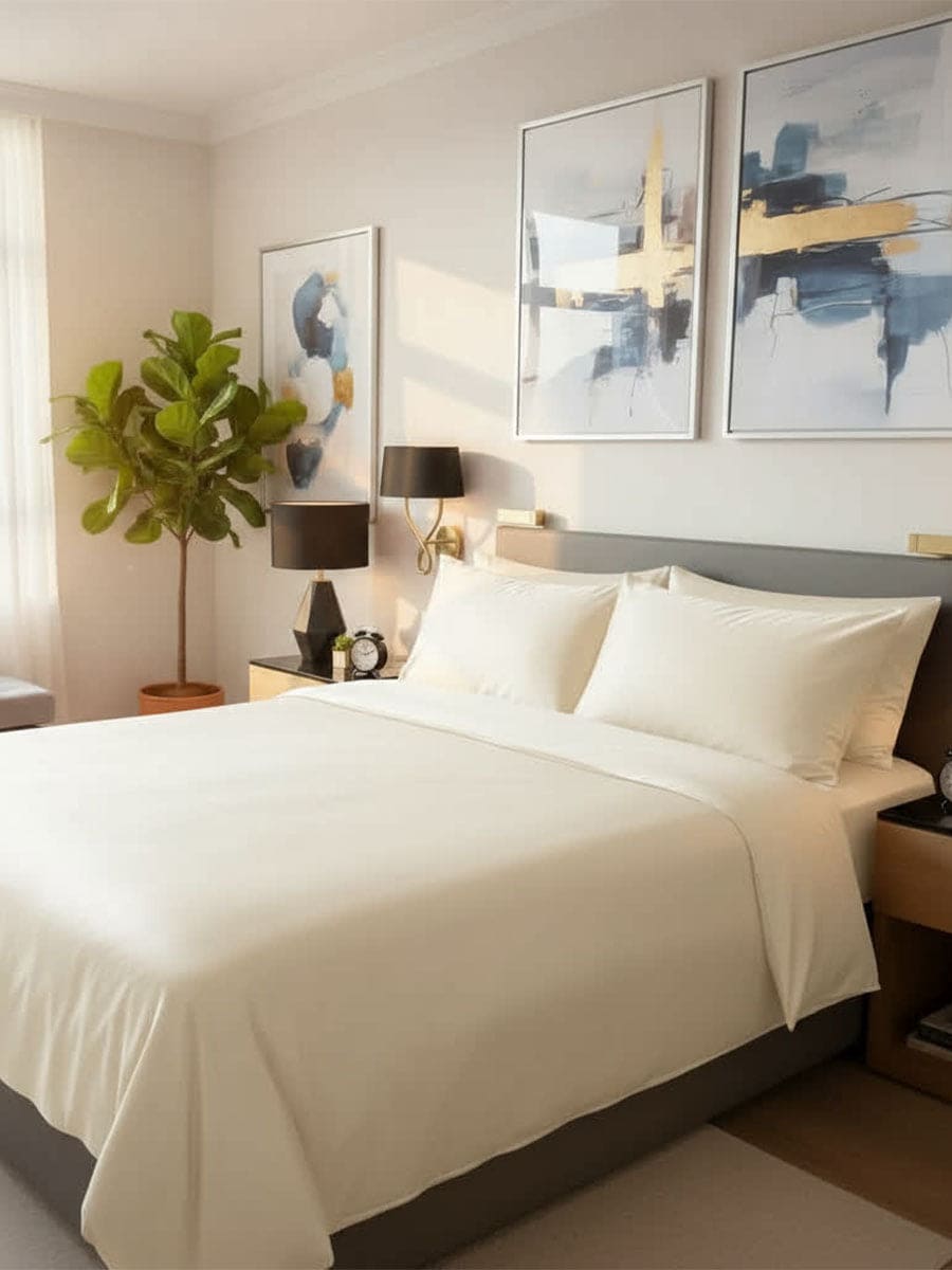 Completo Letto In Raso Di Puro Cotone Camelia - Daltex