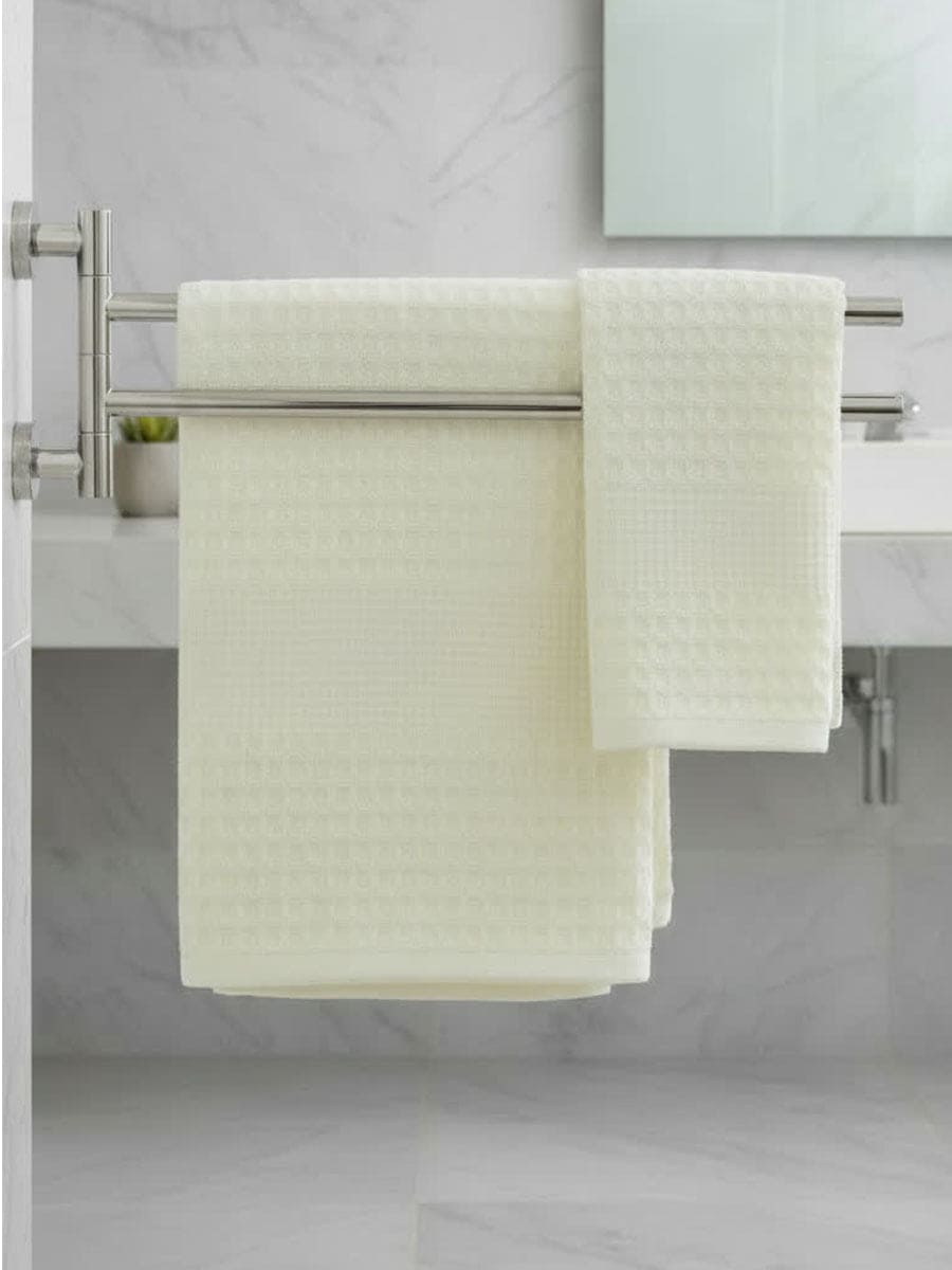 Coppia Asciugamani In Cotone Naturale Nido Tinta Unita - Daltex