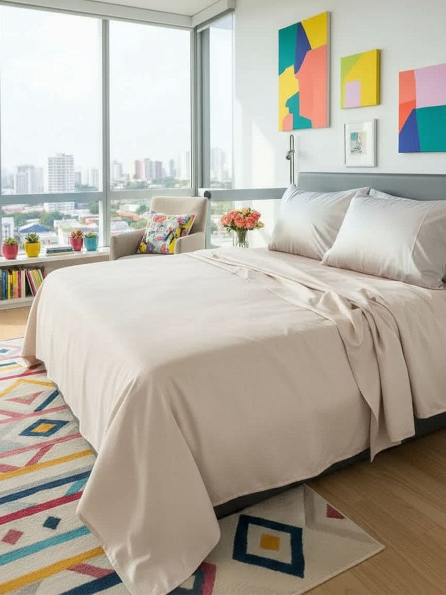 Lenzuolo Sopra In Puro Cotone Naturale Tinta Unita Essenza - Daltex