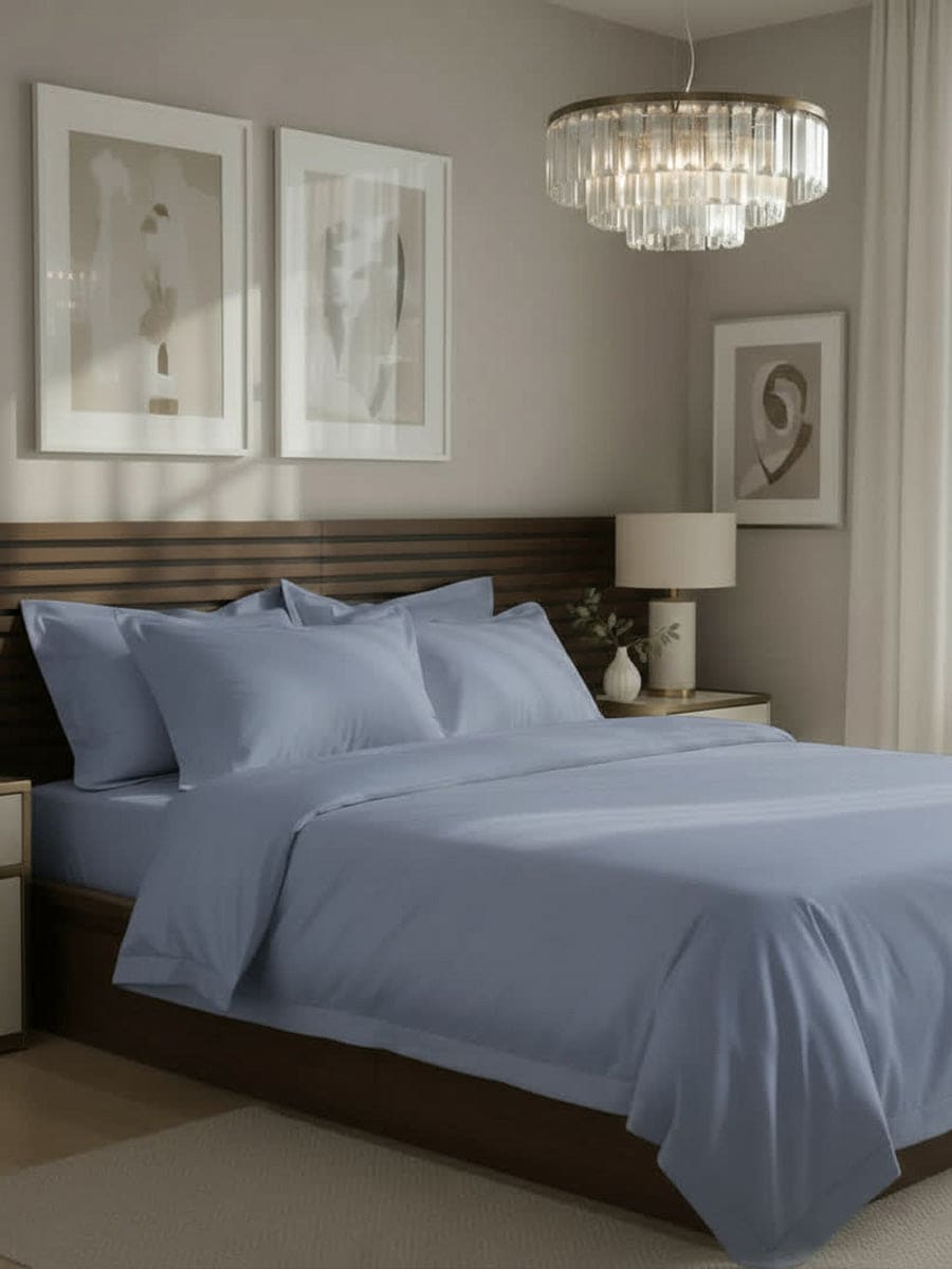 Completo Letto Matrimoniale in Raso di Cotone - NK