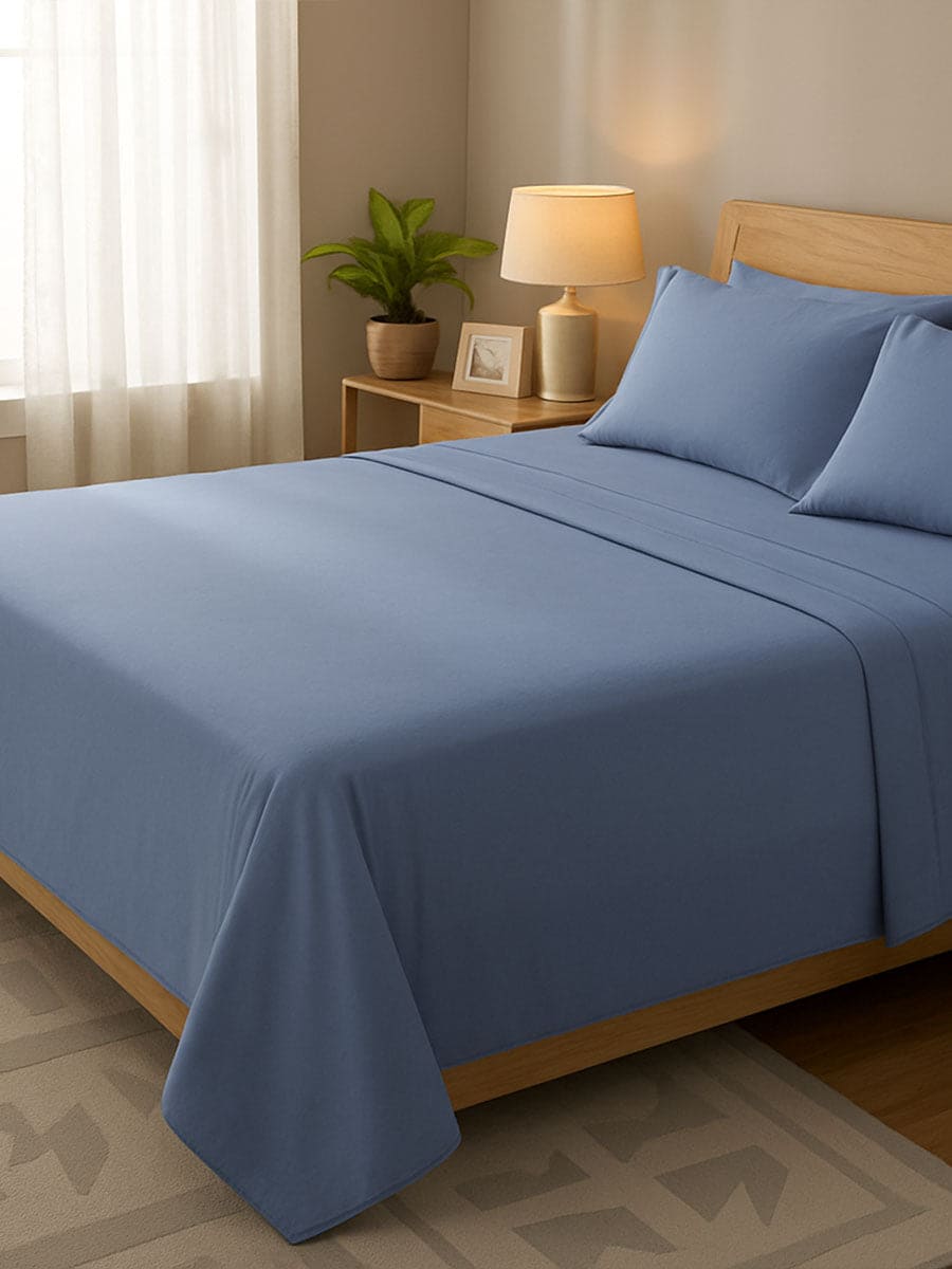 Completo Letto In Puro Cotone Naturale Tinta Unita Essenza - Daltex