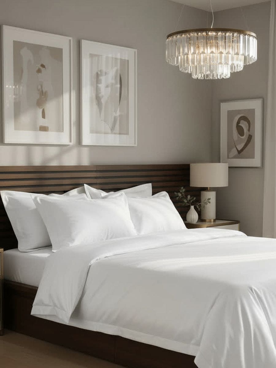 Completo Letto Matrimoniale in Raso di Cotone - NK