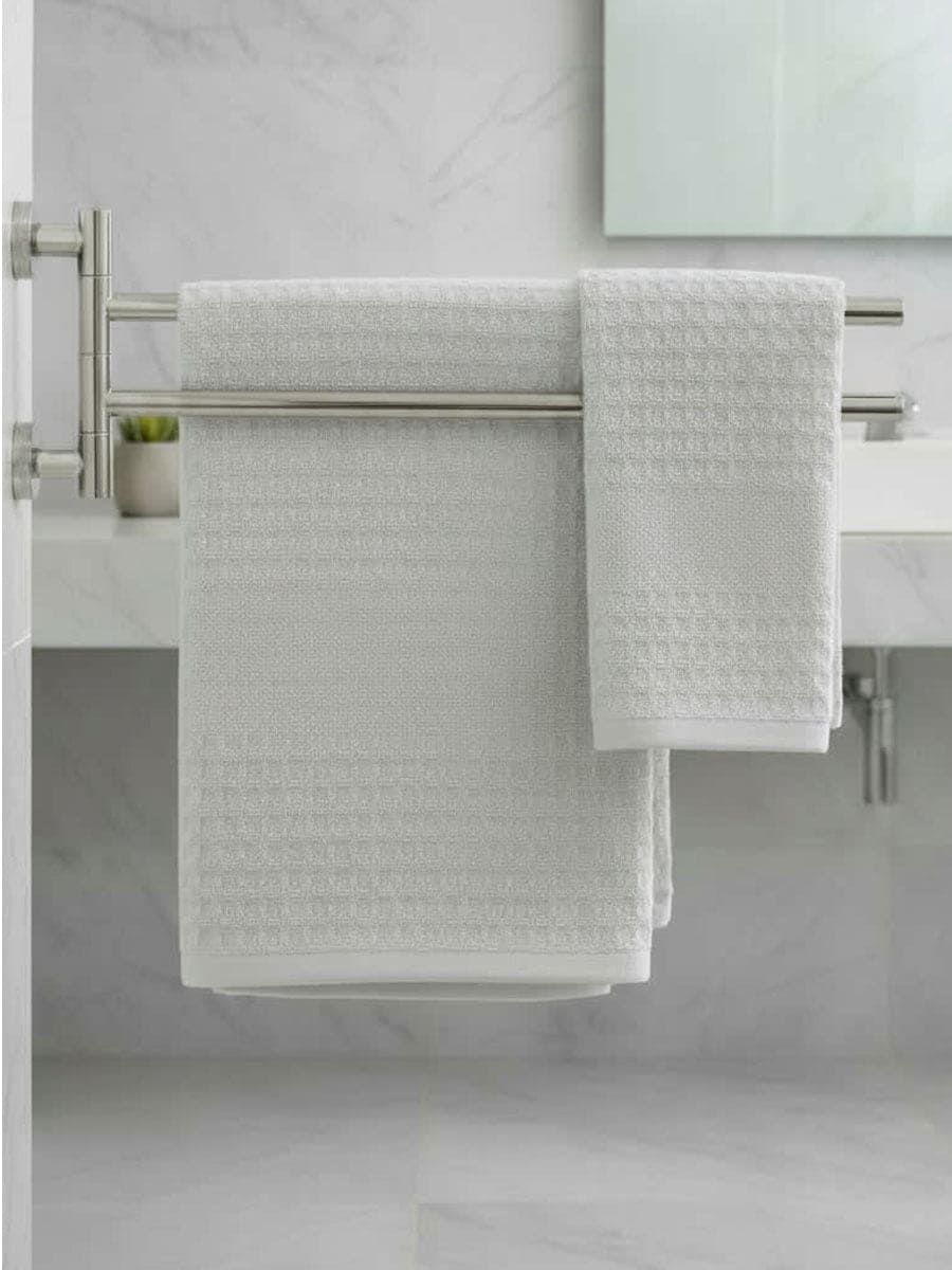 Coppia Asciugamani In Cotone Naturale Nido Tinta Unita - Daltex