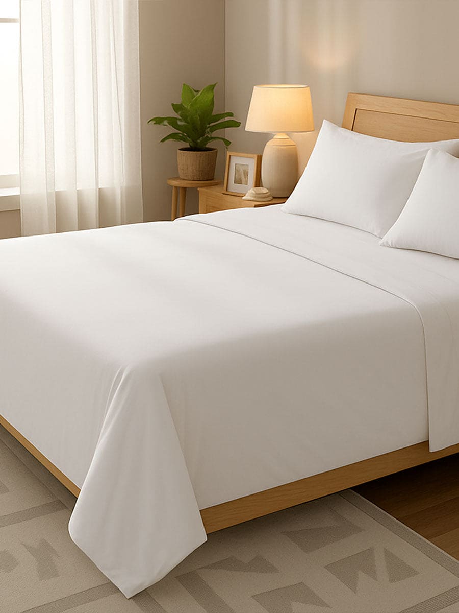 Completo Letto In Puro Cotone Naturale Tinta Unita Essenza - Daltex