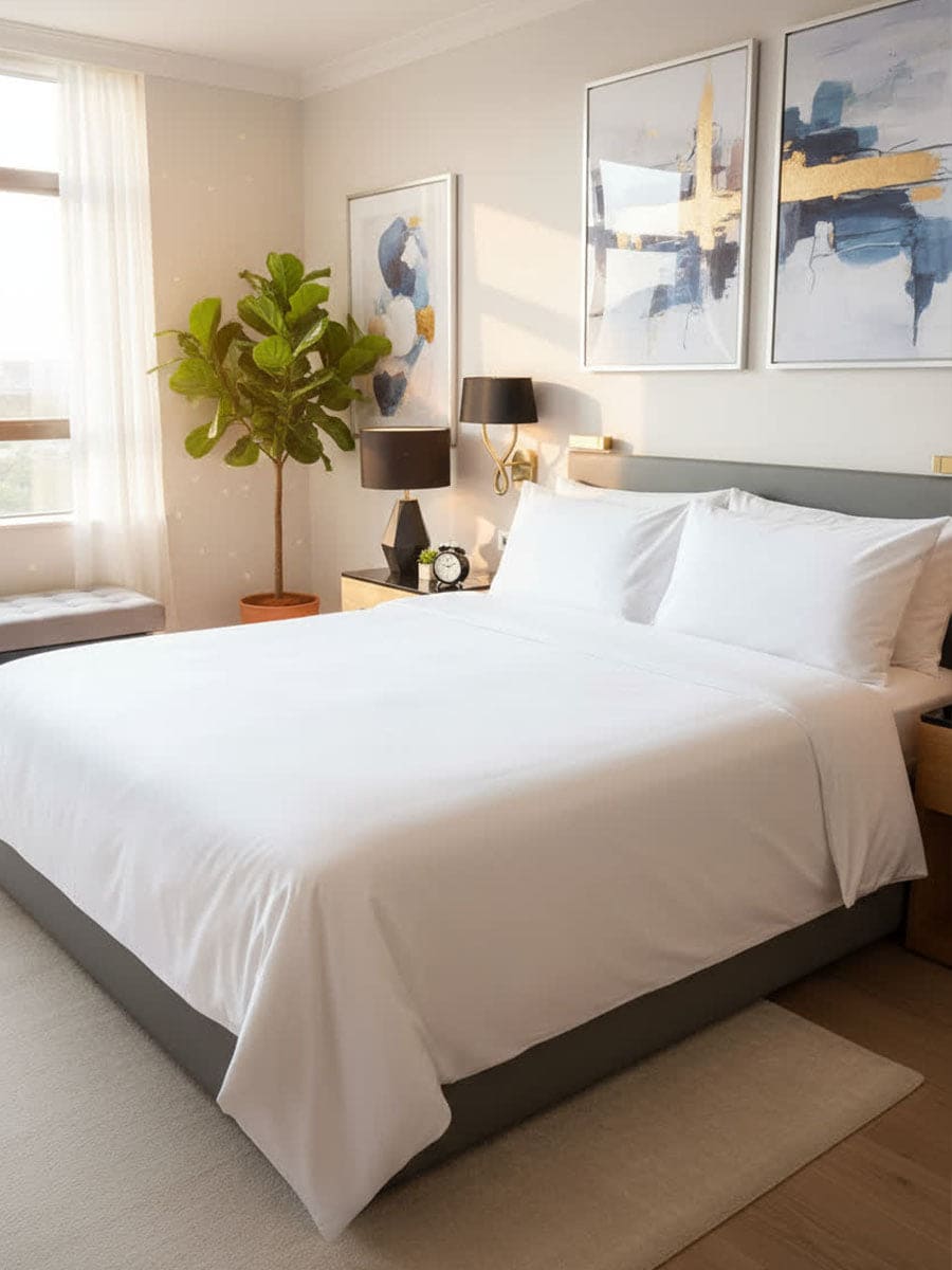 Completo Letto In Raso Di Puro Cotone Camelia - Daltex