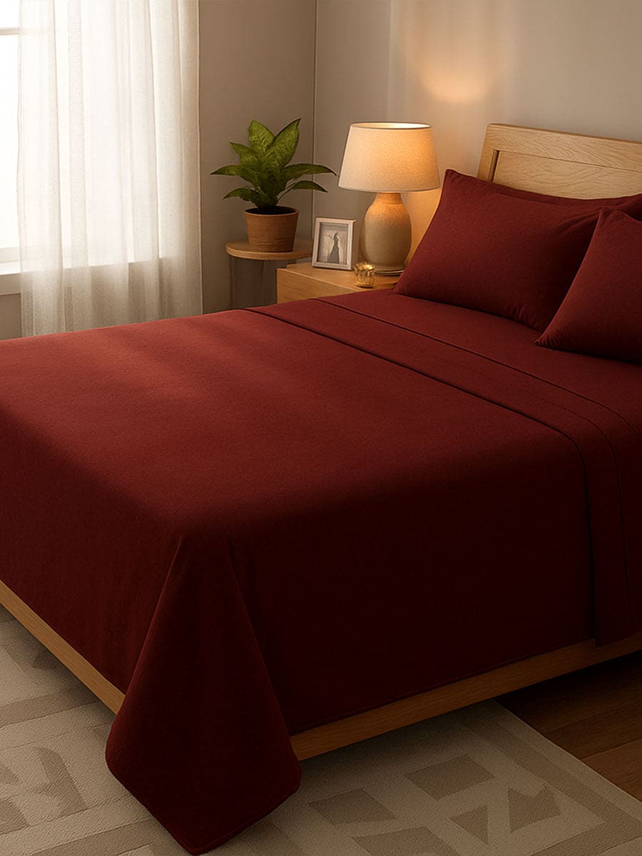 Completo Letto In Puro Cotone Naturale Tinta Unita Essenza - Daltex