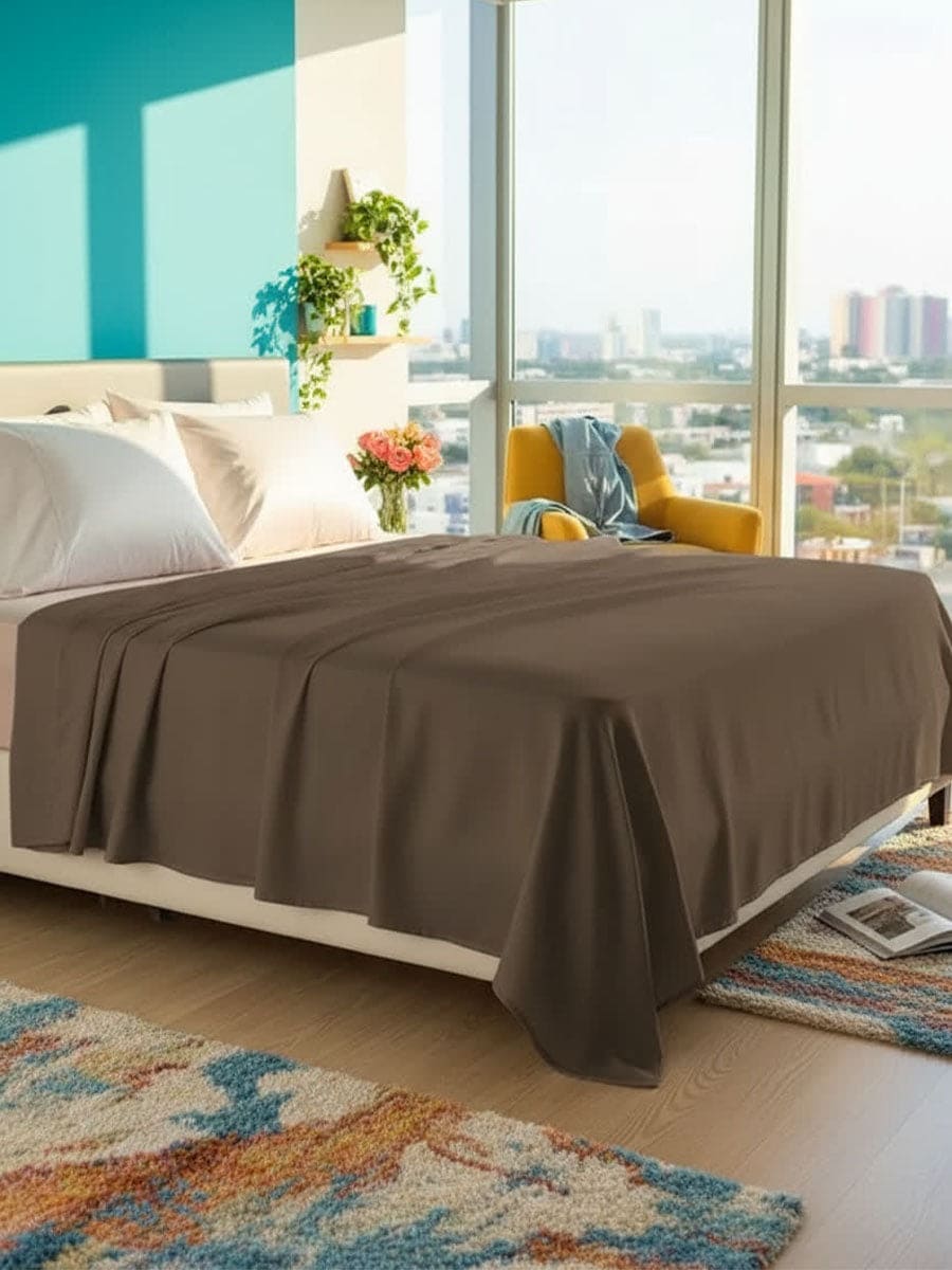 Lenzuolo Sopra In Puro Cotone Naturale Tinta Unita Essenza - Daltex