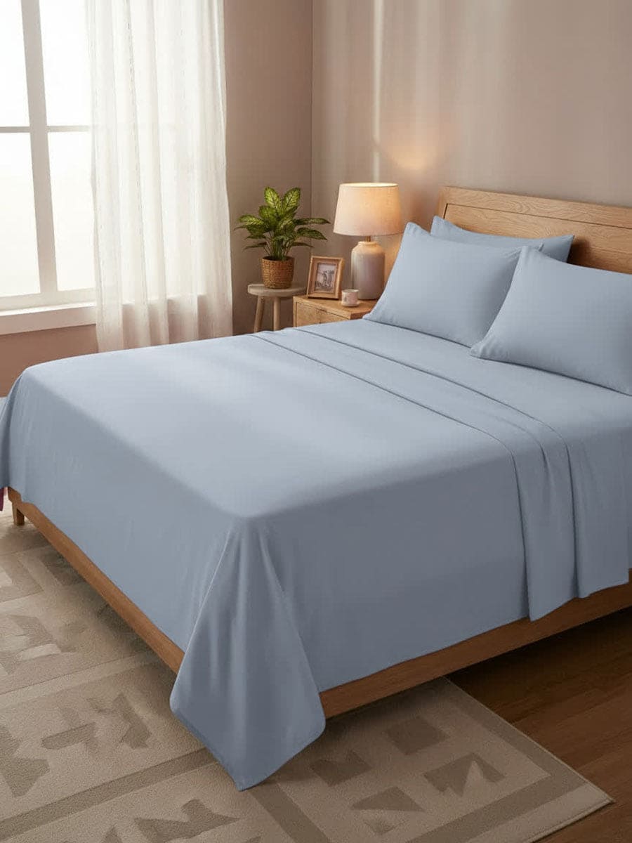 Completo Letto In Puro Cotone Naturale Tinta Unita Essenza - Daltex