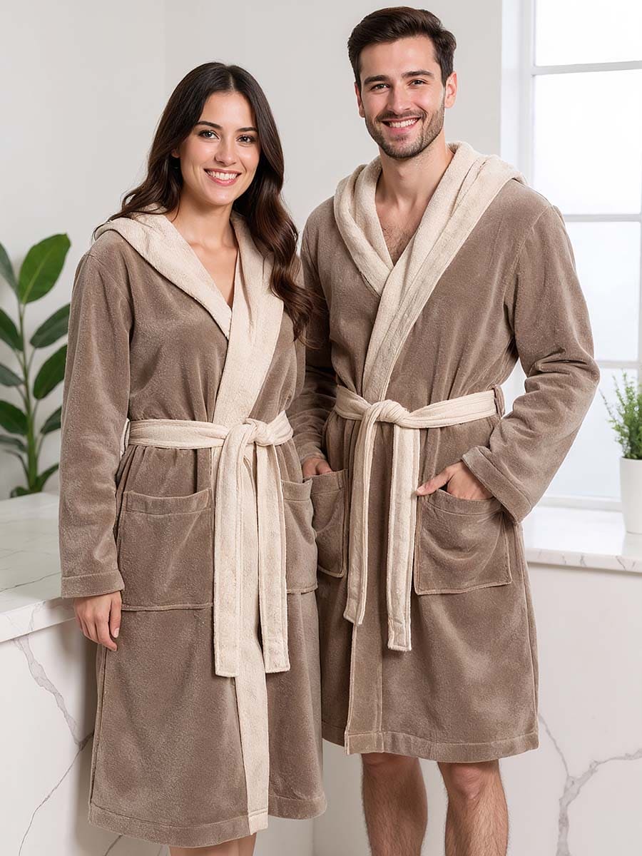 Accappatoio Spugna e Fibra di Bamboo Bicolor Poppy - Vossen