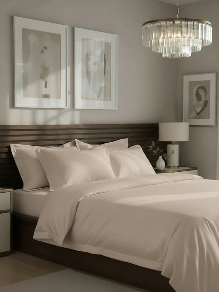 Completo Letto Matrimoniale in Raso di Cotone - NK